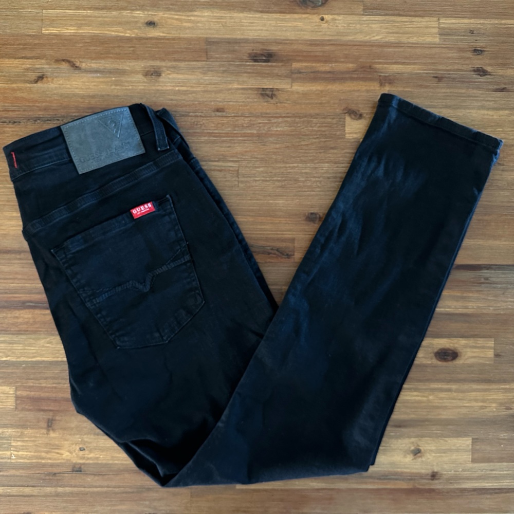 Men's Guess Skinny Super Stretch Black Jeans 33x30